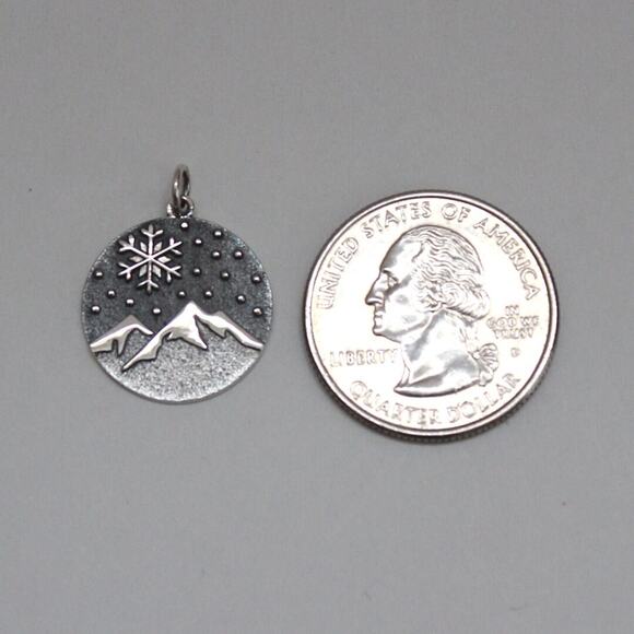 Sterling Silver Snow Covered Mountain Charm, Sterling Silver Mountain Top Charm - Picture 3 of 4